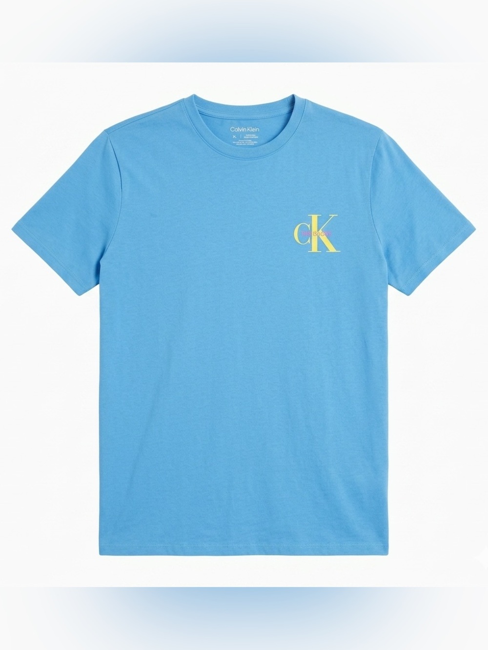 Calvin Klein Light Blue Tee with Yellow & Pink CK Logo